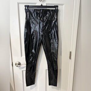 Spanx Black Shiny High-Waisted Pants